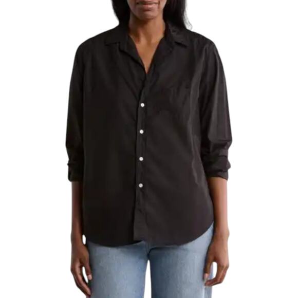 Frank & Eileen Black Cotton Eileen Button Down Top - Picture 1 of 10